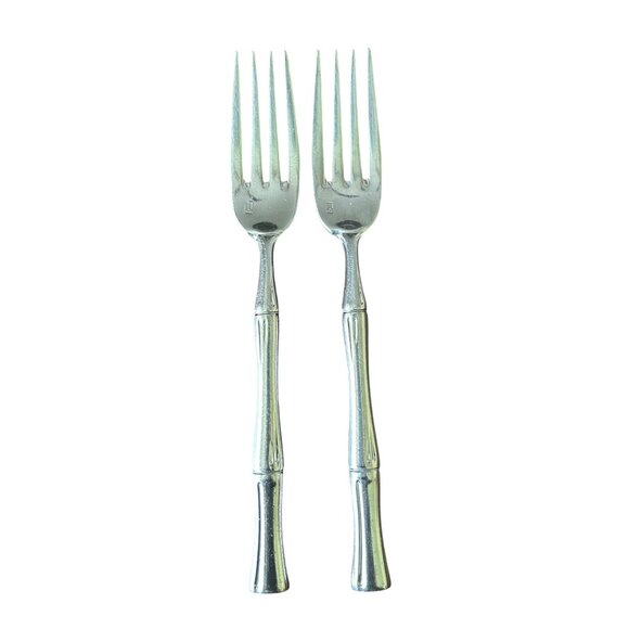 Ricci Argentieri Bamboo Stainless Steel Fork Set Of 2 - Picture 3 of 6